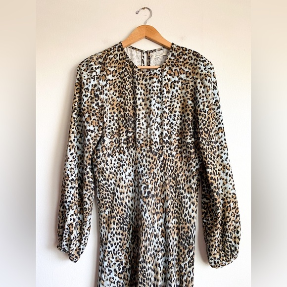 Ragdoll Leopard Animal Print Long Sleeve Midi Dress Safari Hipster Boho Western - Picture 5 of 9